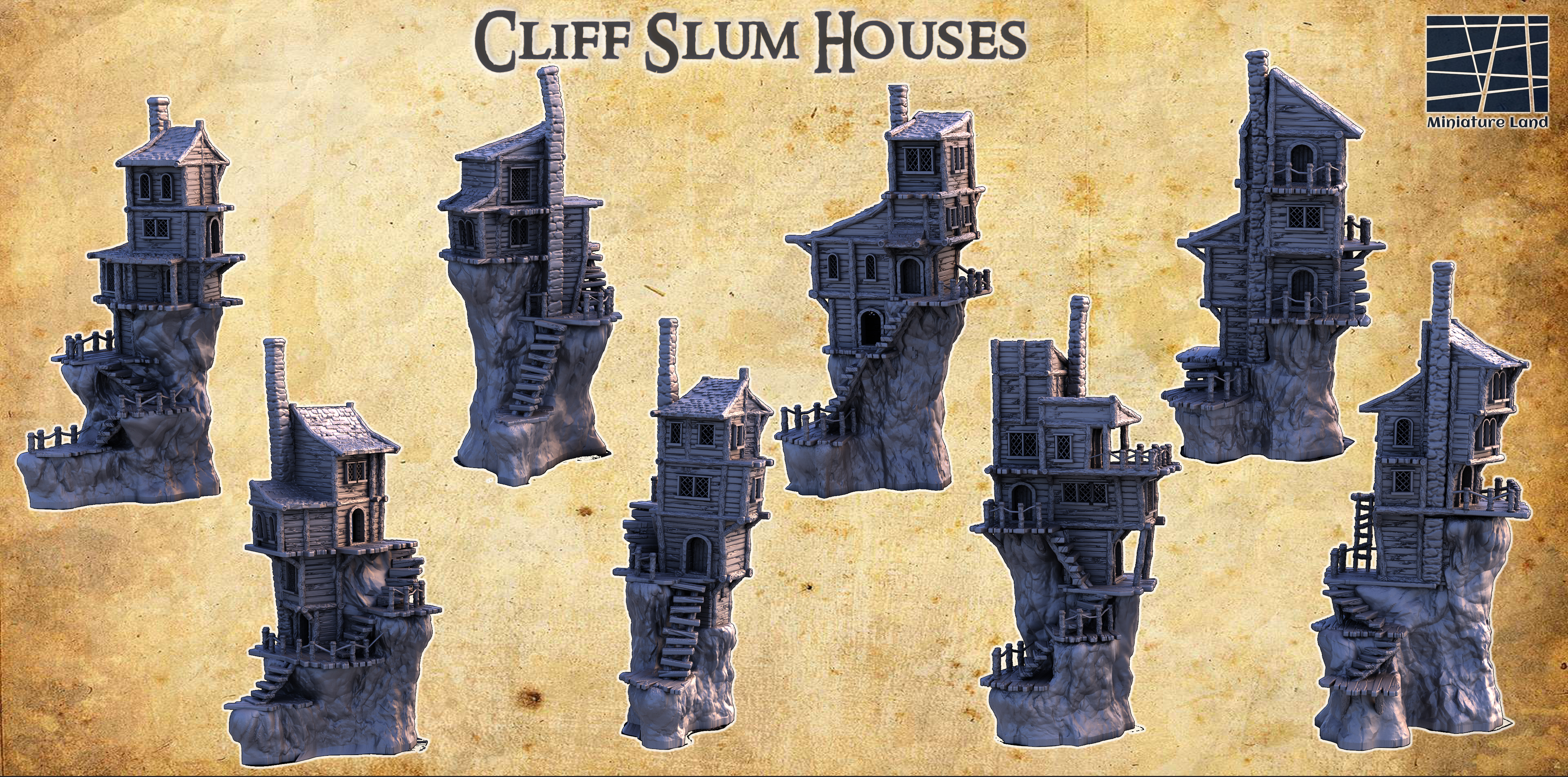 Cliff Slum Village - Tabletop Terrain - 28 MM